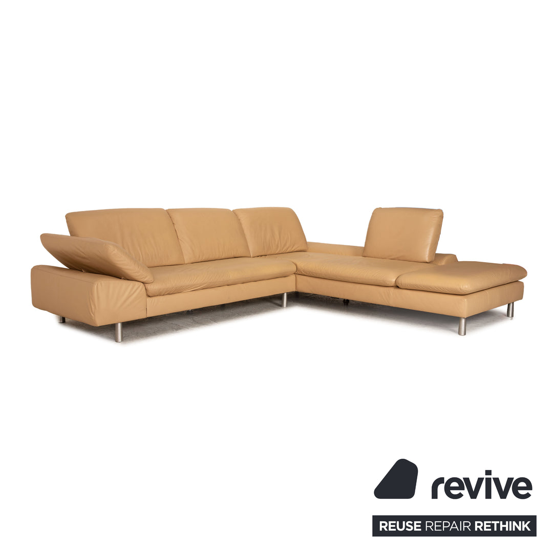 Willi Schillig Loop Canapé d'angle en cuir Beige Fonction canapé