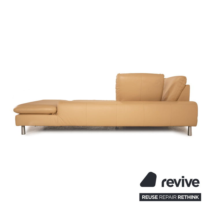 Willi Schillig Loop Canapé d'angle en cuir Beige Fonction canapé