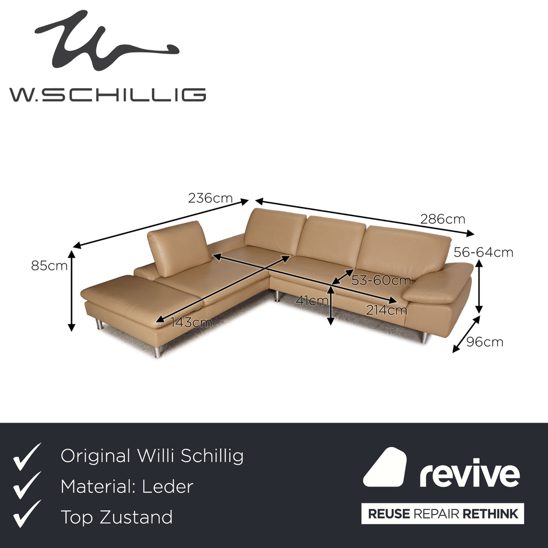 Willi Schillig Loop Leder Ecksofa Beige Sofa Couch Funktion