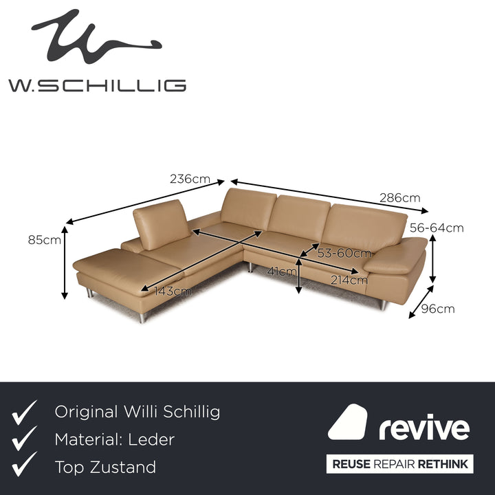 Willi Schillig Loop Leder Ecksofa Beige Sofa Couch Funktion