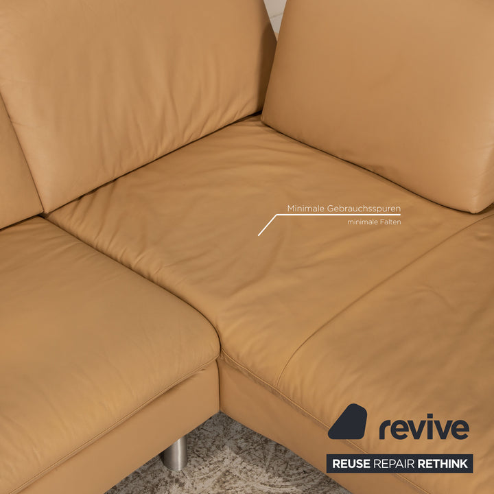 Willi Schillig Loop Canapé d'angle en cuir Beige Fonction canapé