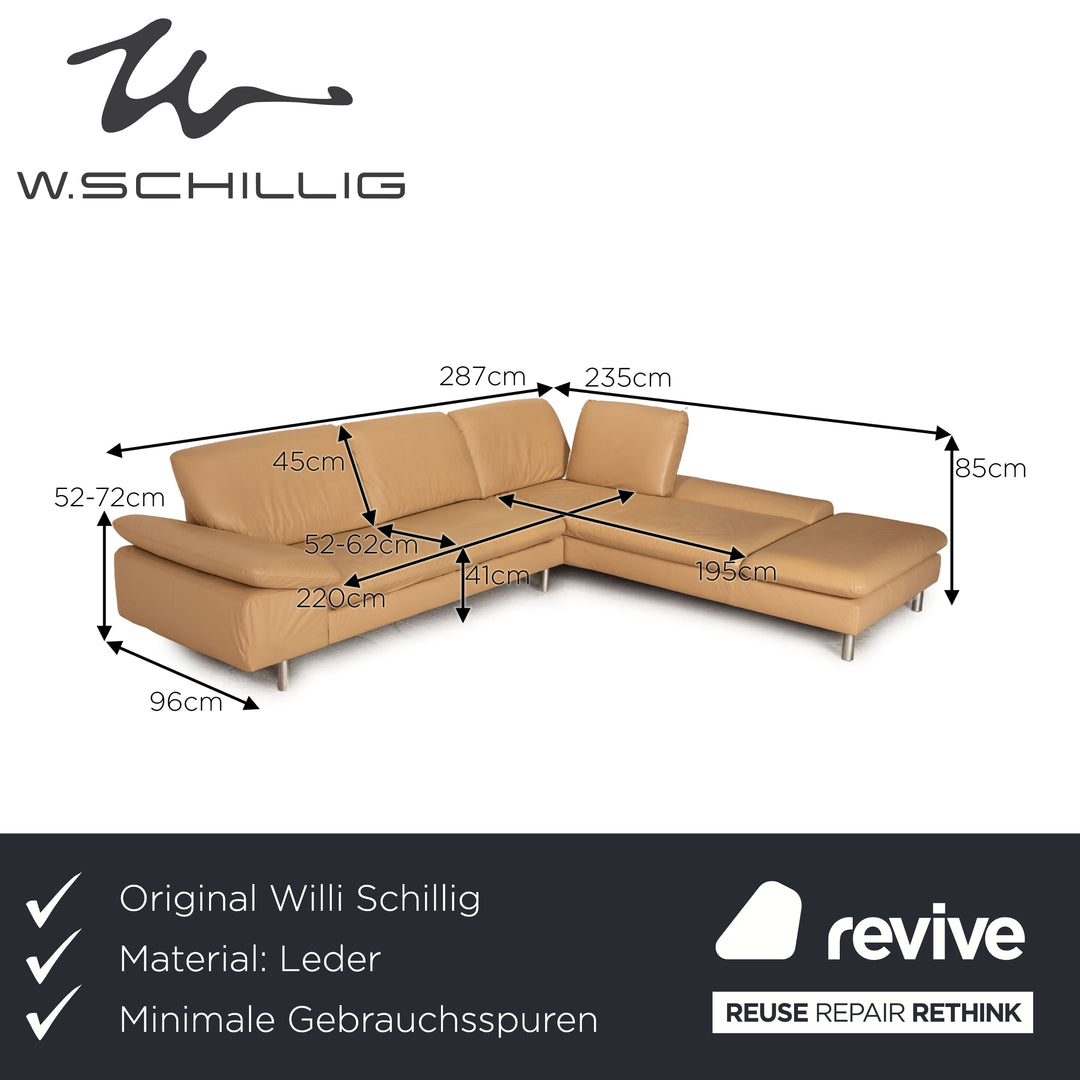 Willi Schillig Loop Canapé d'angle en cuir Beige Fonction canapé
