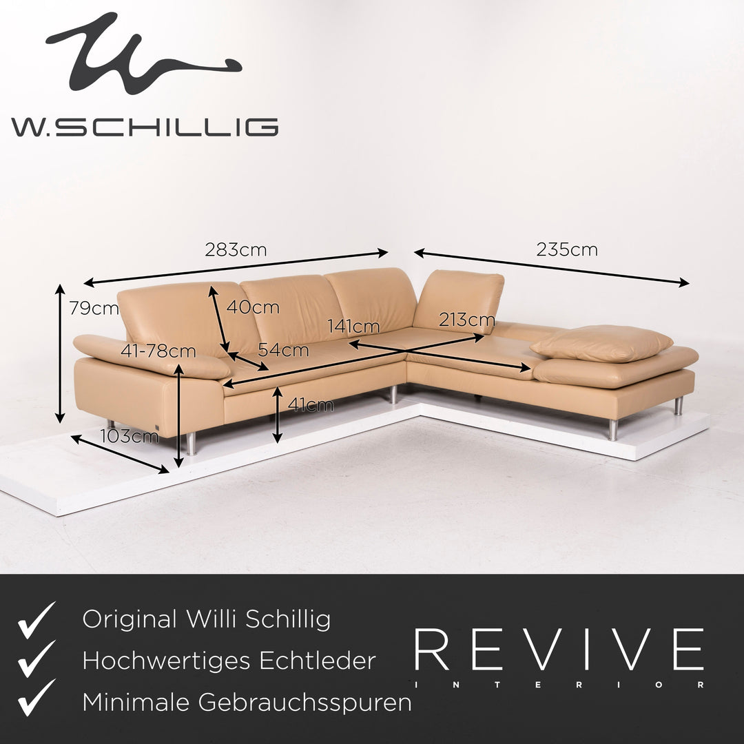 Willi Schillig Loop Canapé d'angle en cuir Beige Canapé fonctionnel #12145