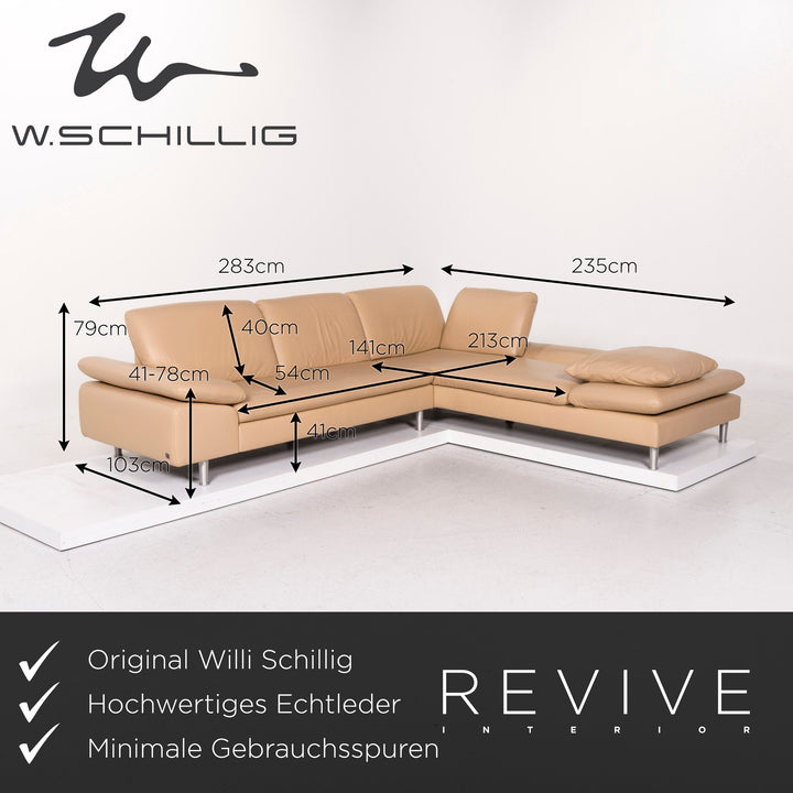 Willi Schillig Loop Canapé d'angle en cuir Beige Canapé fonctionnel #12145