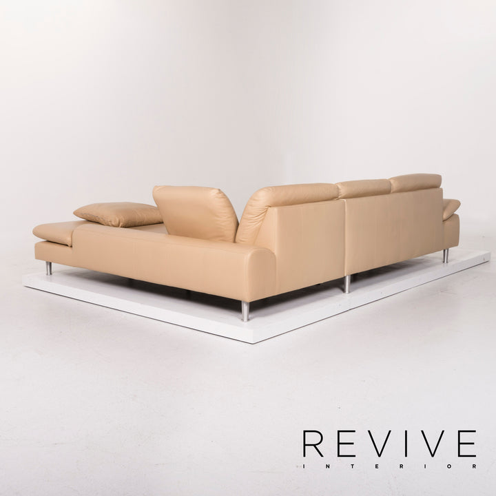 Willi Schillig Loop Canapé d'angle en cuir Beige Canapé fonctionnel #12145