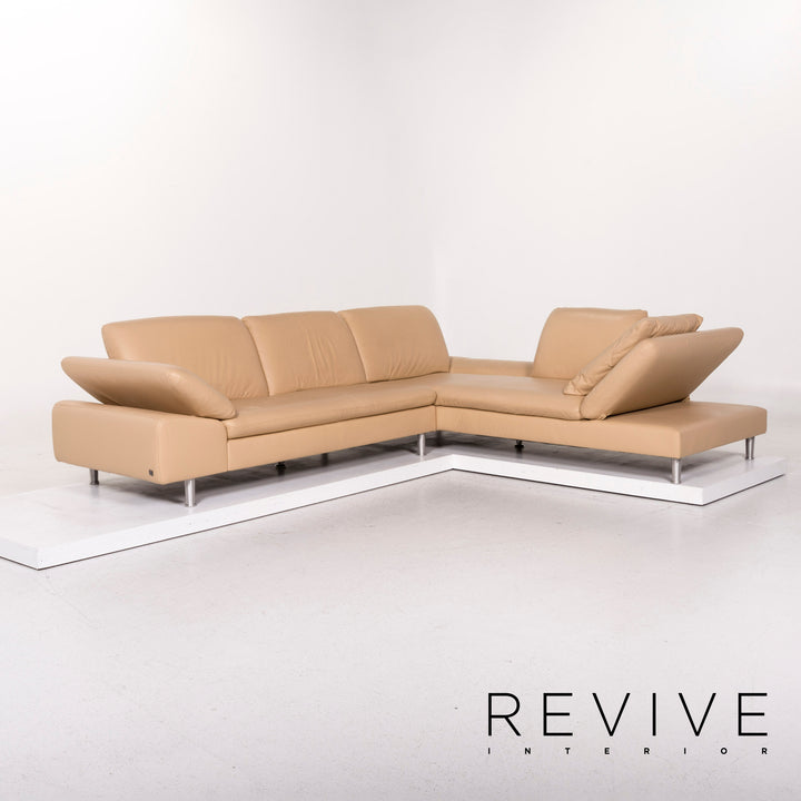 Willi Schillig Loop Canapé d'angle en cuir Beige Canapé fonctionnel #12145