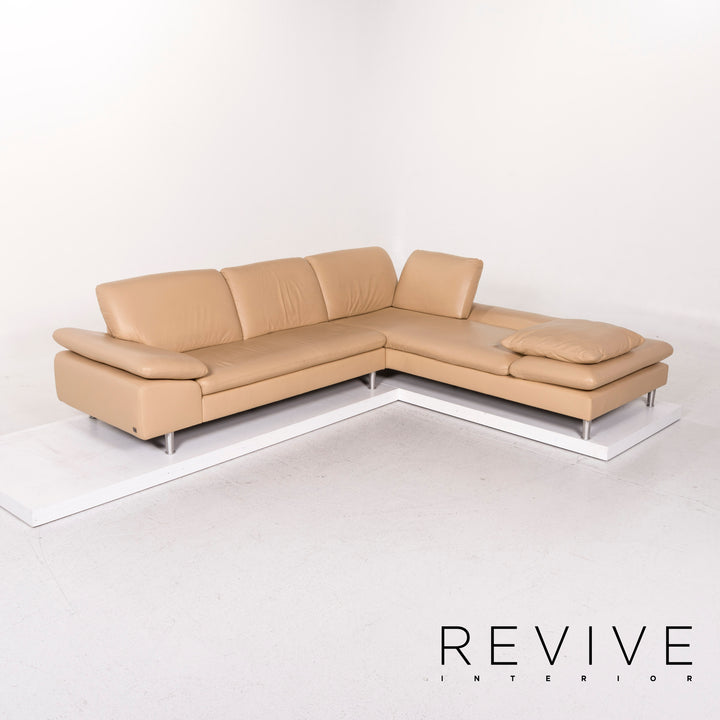 Willi Schillig Loop Canapé d'angle en cuir Beige Canapé fonctionnel #12145