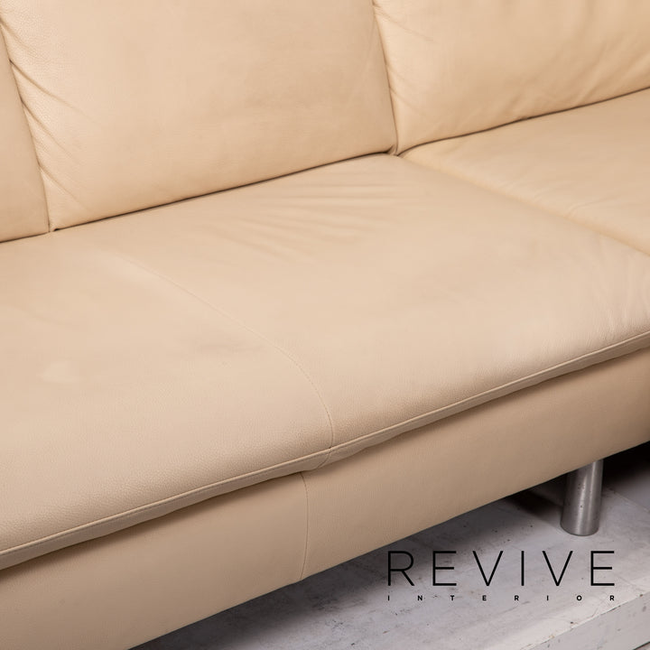 Willi Schillig Loop leather corner sofa cream function sofa couch #15331