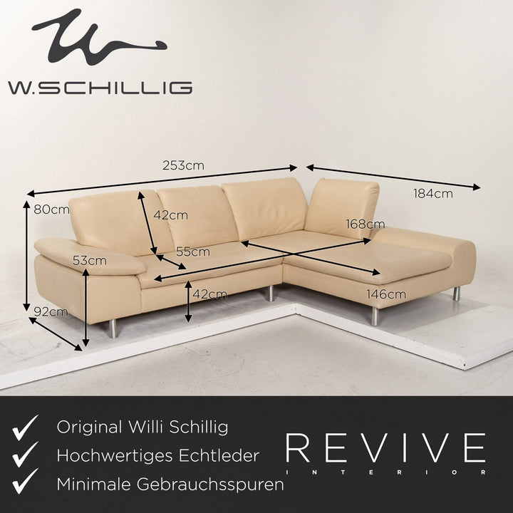 Willi Schillig Loop leather corner sofa cream function sofa couch #15331