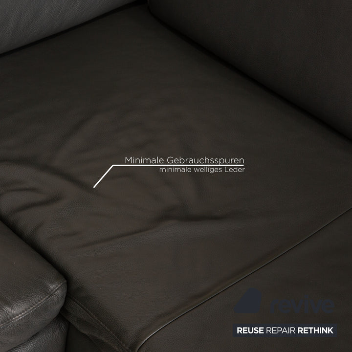 Willi Schillig Loop Leder Ecksofa Grau Sofa Couch Funktion Recamiere rechts