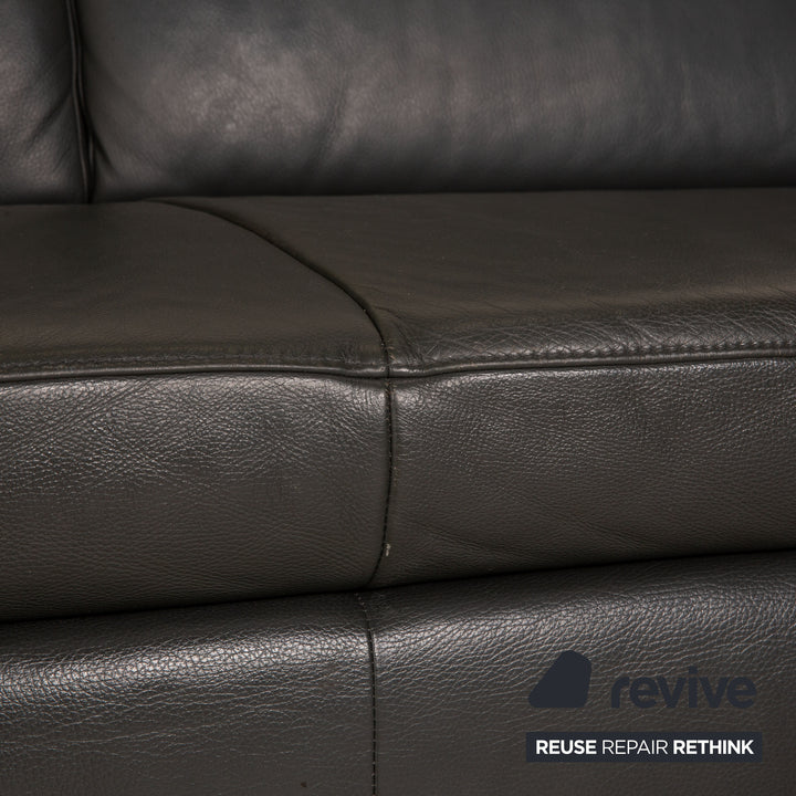Willi Schillig Loop Leder Ecksofa Grau Sofa Couch Funktion Recamiere rechts
