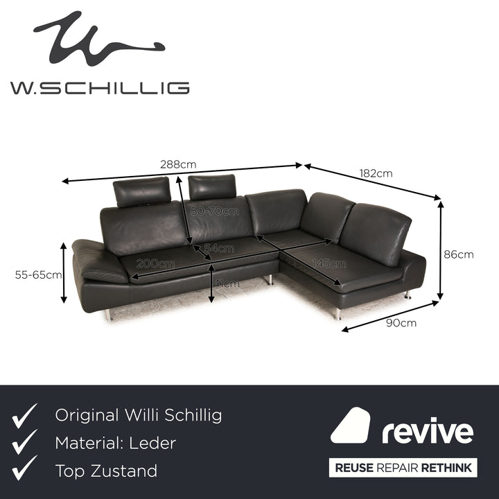Willi Schillig Loop Leder Ecksofa Grau Sofa Couch Funktion Recamiere rechts
