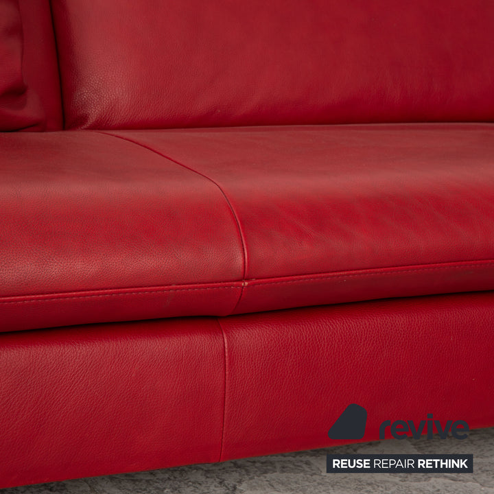 Willi Schillig Loop Canapé d'angle en cuir Rouge Canapé fonctionnel