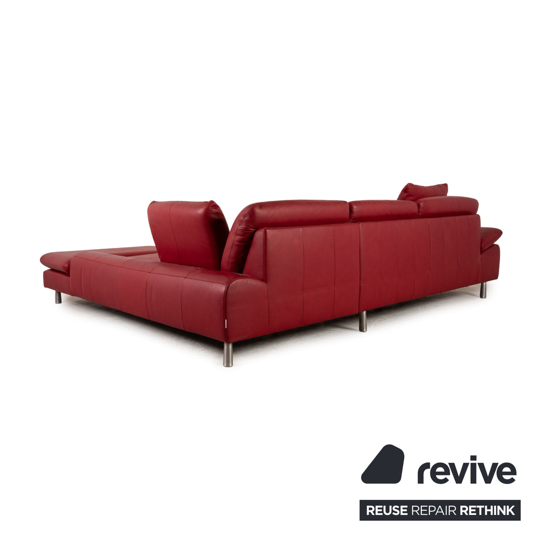 Willi Schillig Loop Canapé d'angle en cuir Rouge Canapé fonctionnel