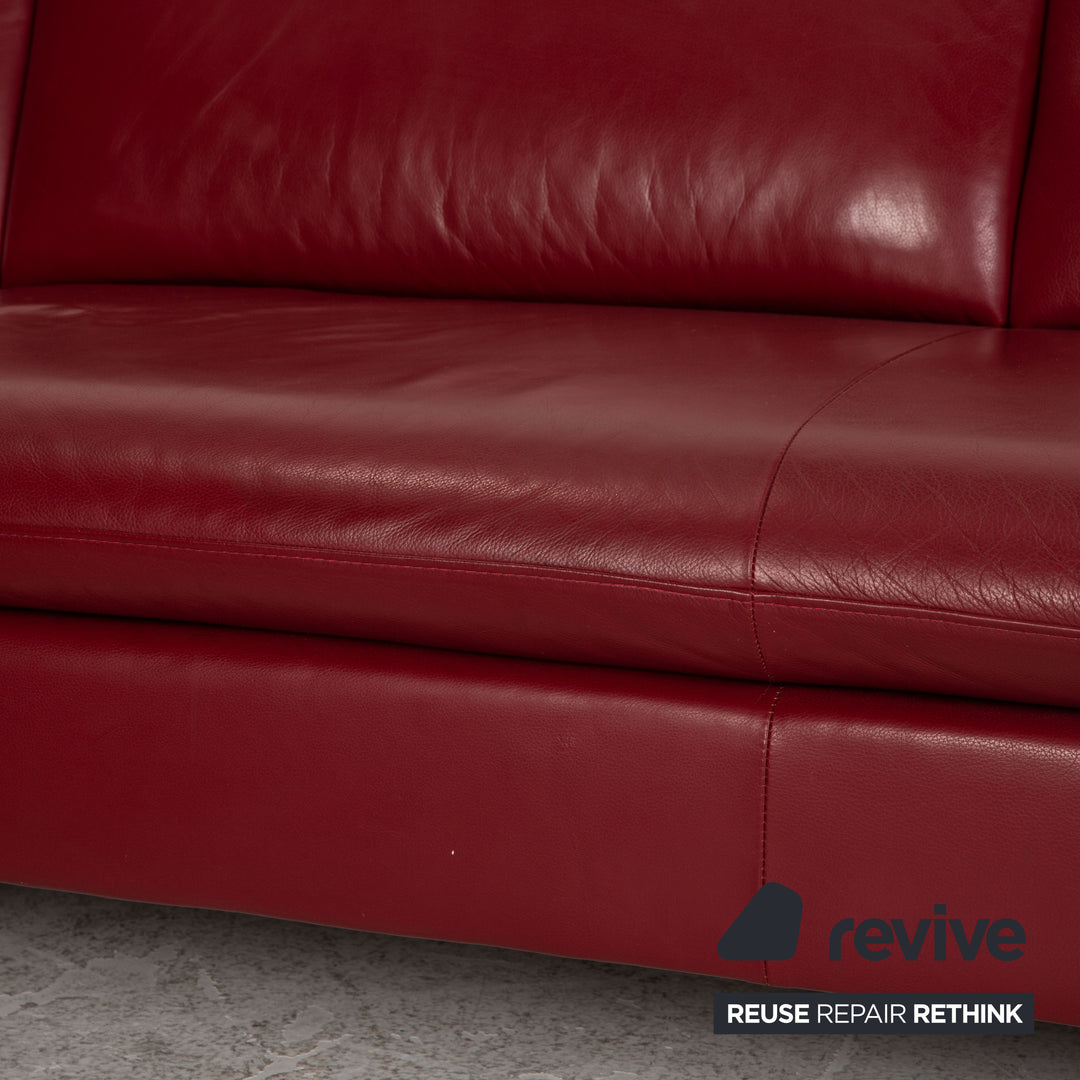 Willi Schillig Loop Canapé d'angle en cuir Rouge Fonction canapé