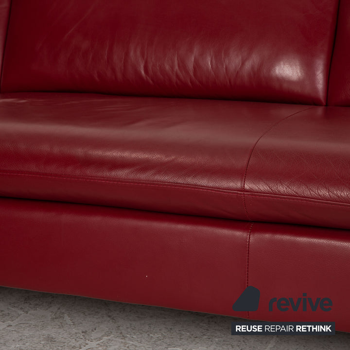 Willi Schillig Loop Canapé d'angle en cuir Rouge Fonction canapé