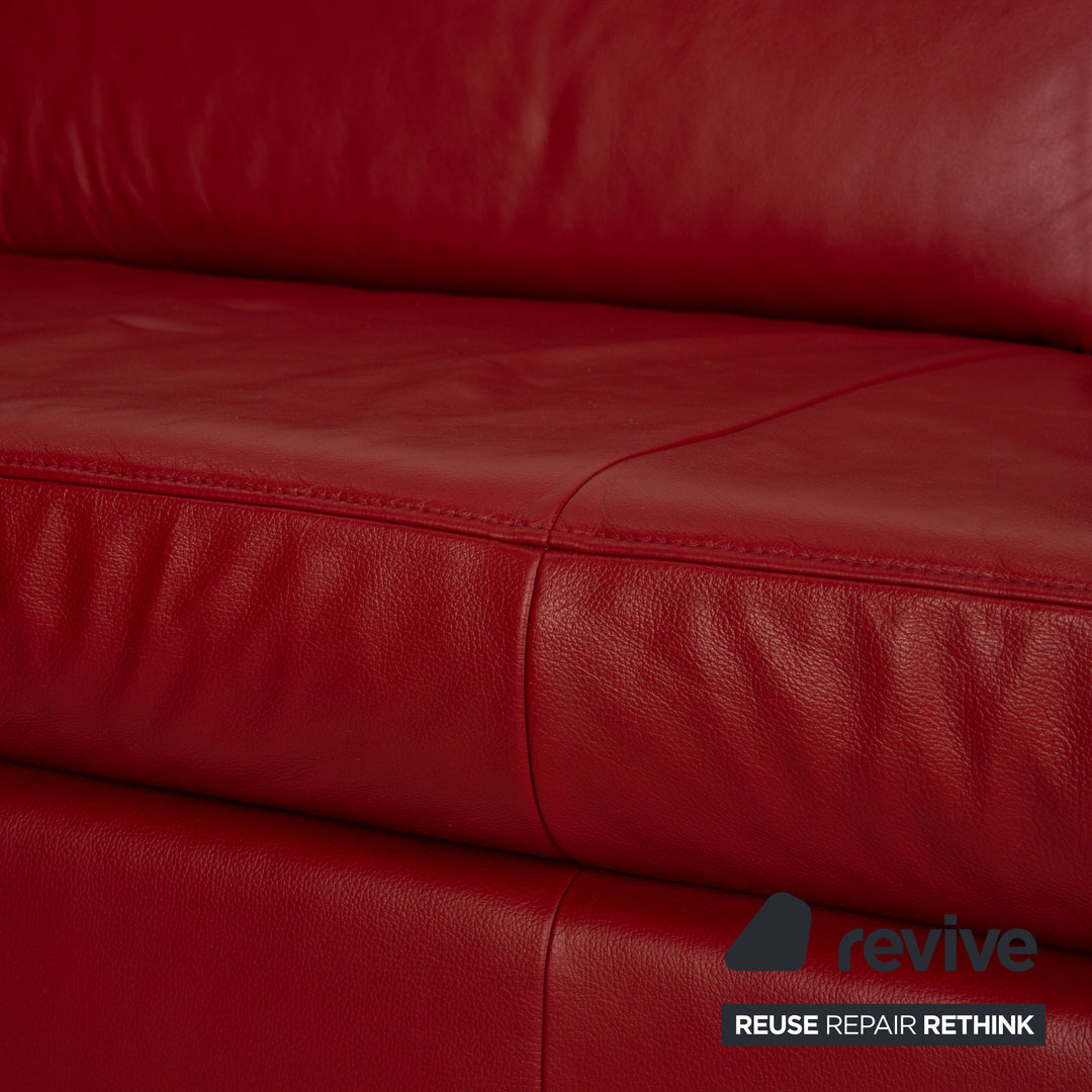 Willi Schillig Loop Canapé d'angle en cuir Rouge Fonction canapé