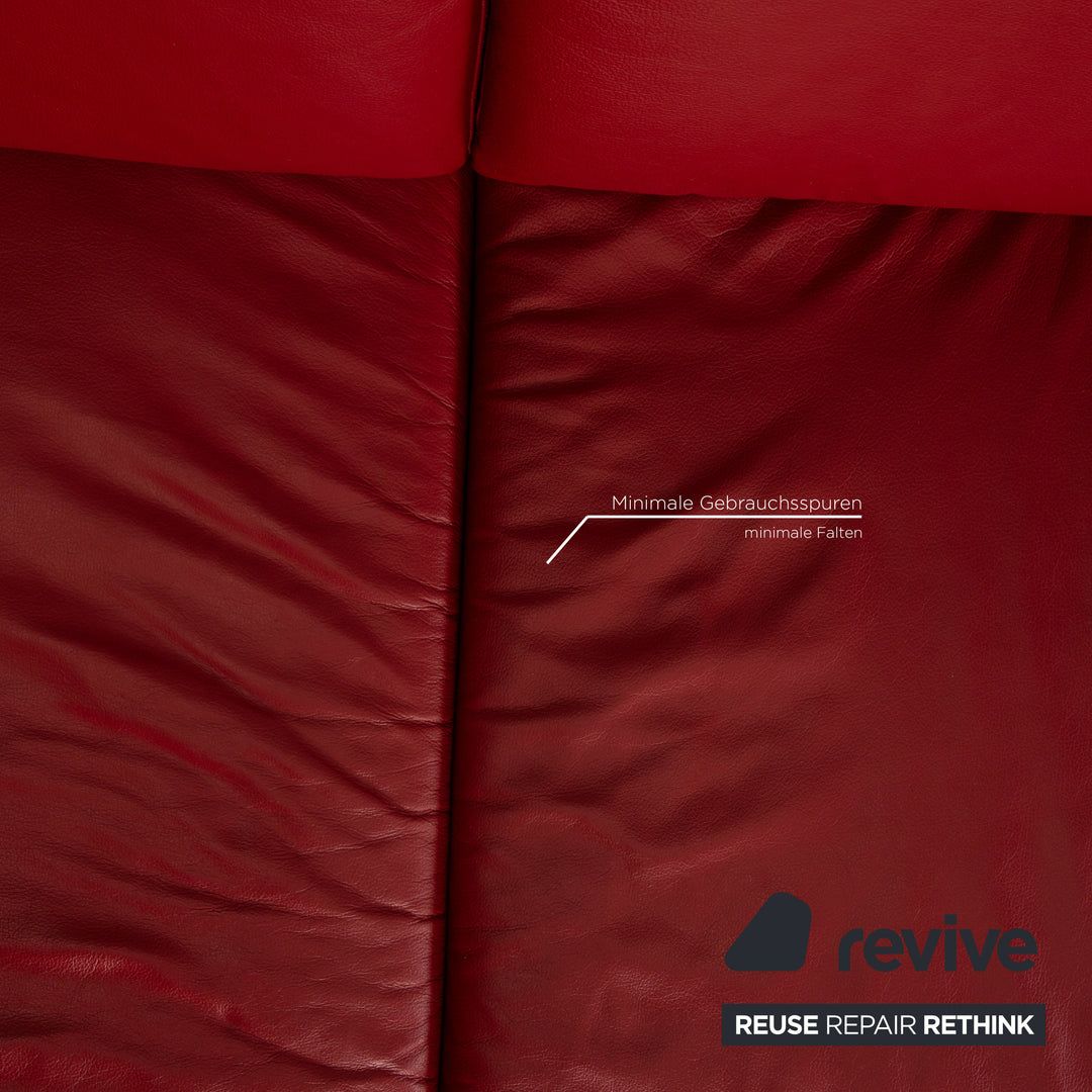 Willi Schillig Loop Canapé d'angle en cuir Rouge Fonction canapé