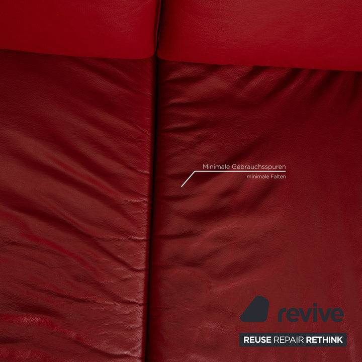 Willi Schillig Loop Canapé d'angle en cuir Rouge Fonction canapé