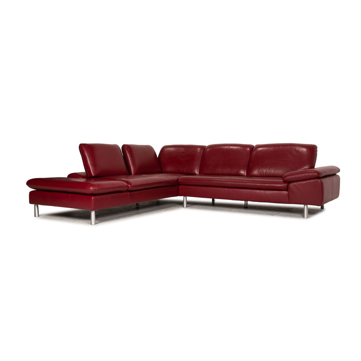 Willi Schillig Loop Canapé d'angle en cuir Rouge Fonction canapé