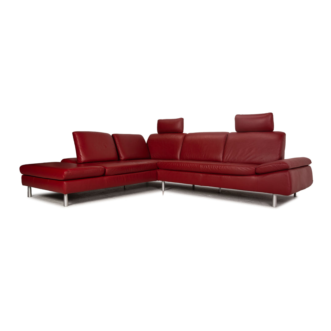 Willi Schillig Loop Canapé d'angle en cuir Rouge Fonction canapé