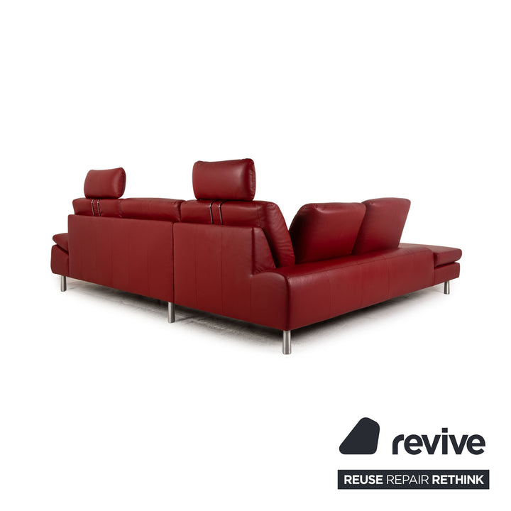 Willi Schillig Loop Canapé d'angle en cuir Rouge Fonction canapé