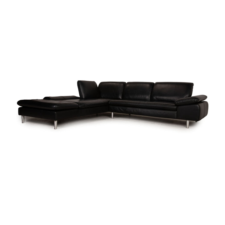 Willi Schillig Loop Canapé d'angle en cuir Noir Fonction Canapé Canapé