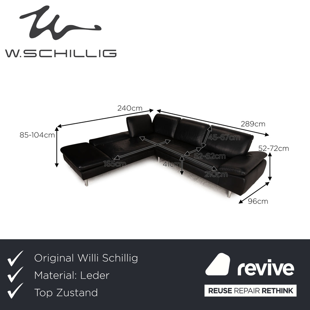 Willi Schillig Loop Canapé d'angle en cuir Noir Fonction Canapé Canapé