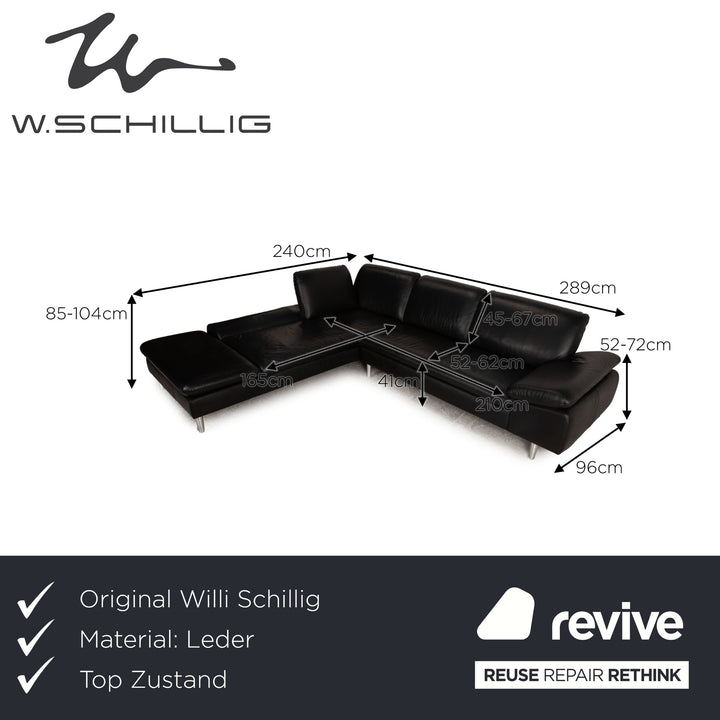 Willi Schillig Loop Canapé d'angle en cuir Noir Fonction Canapé Canapé