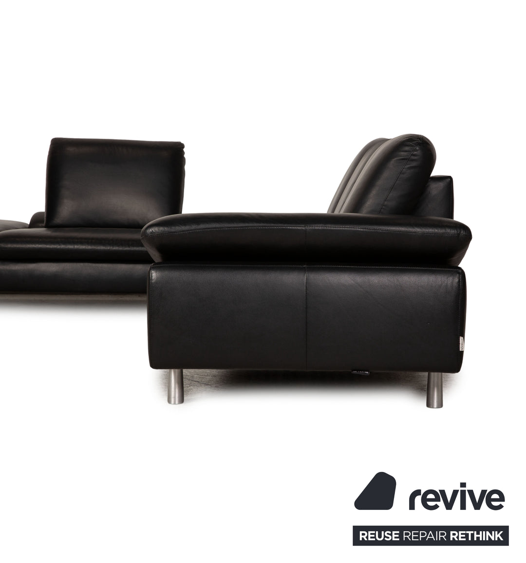 Willi Schillig loop leather corner sofa black sofa couch function recamier left