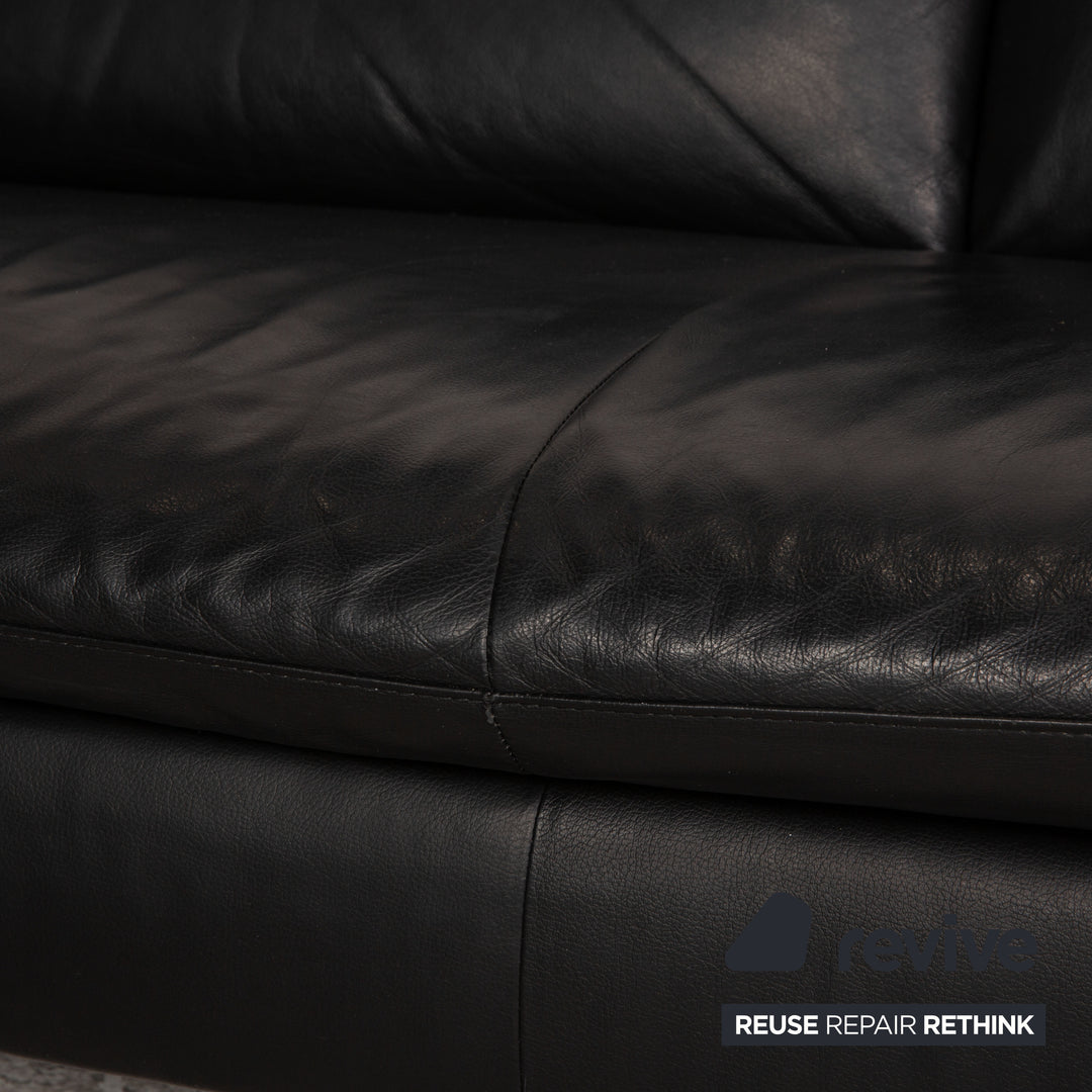 Willi Schillig loop leather corner sofa black sofa couch function recamier left