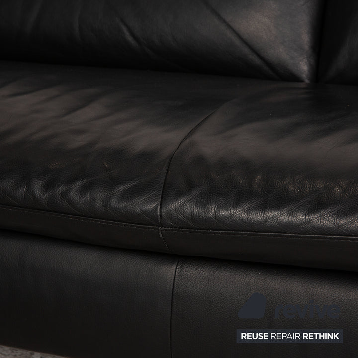 Willi Schillig loop leather corner sofa black sofa couch function recamier left