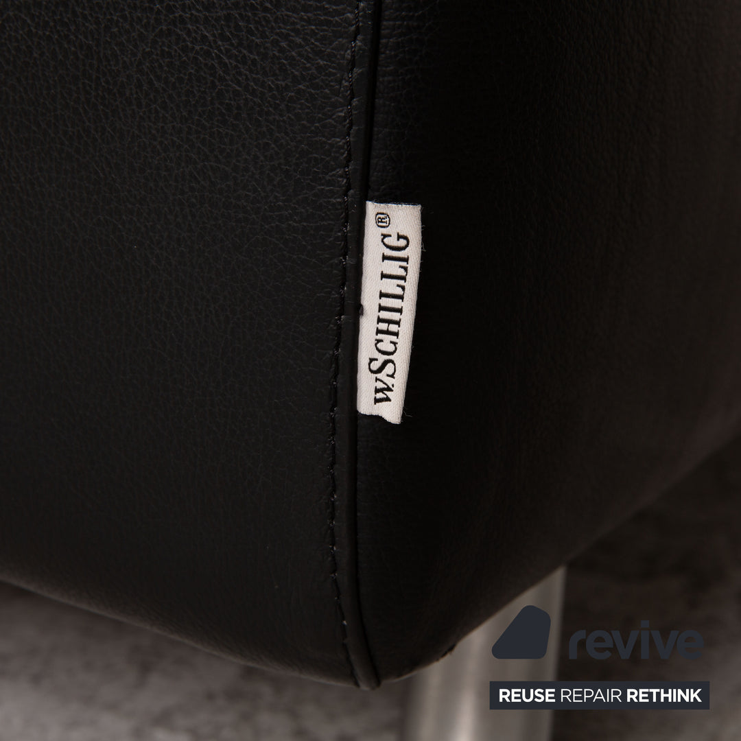 Willi Schillig loop leather corner sofa black sofa couch function recamier left