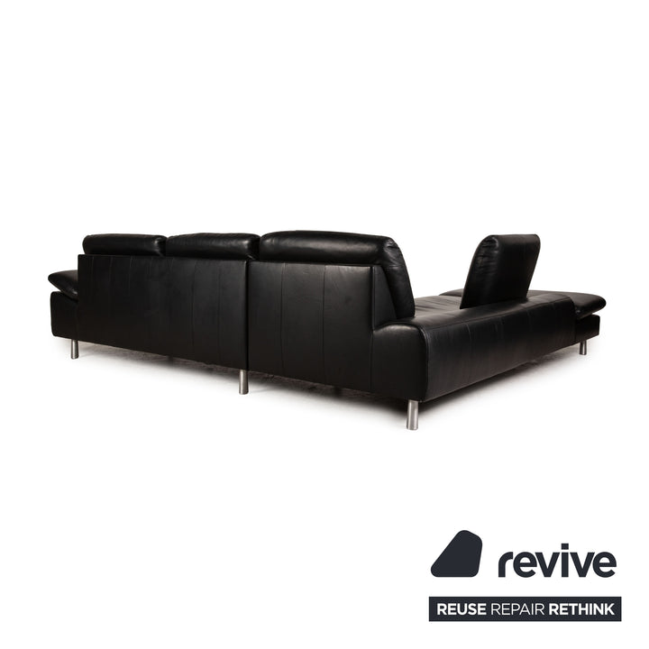 Willi Schillig loop leather corner sofa black sofa couch function recamier left