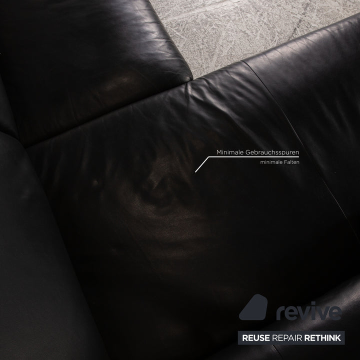 Willi Schillig loop leather corner sofa black sofa couch function recamier left