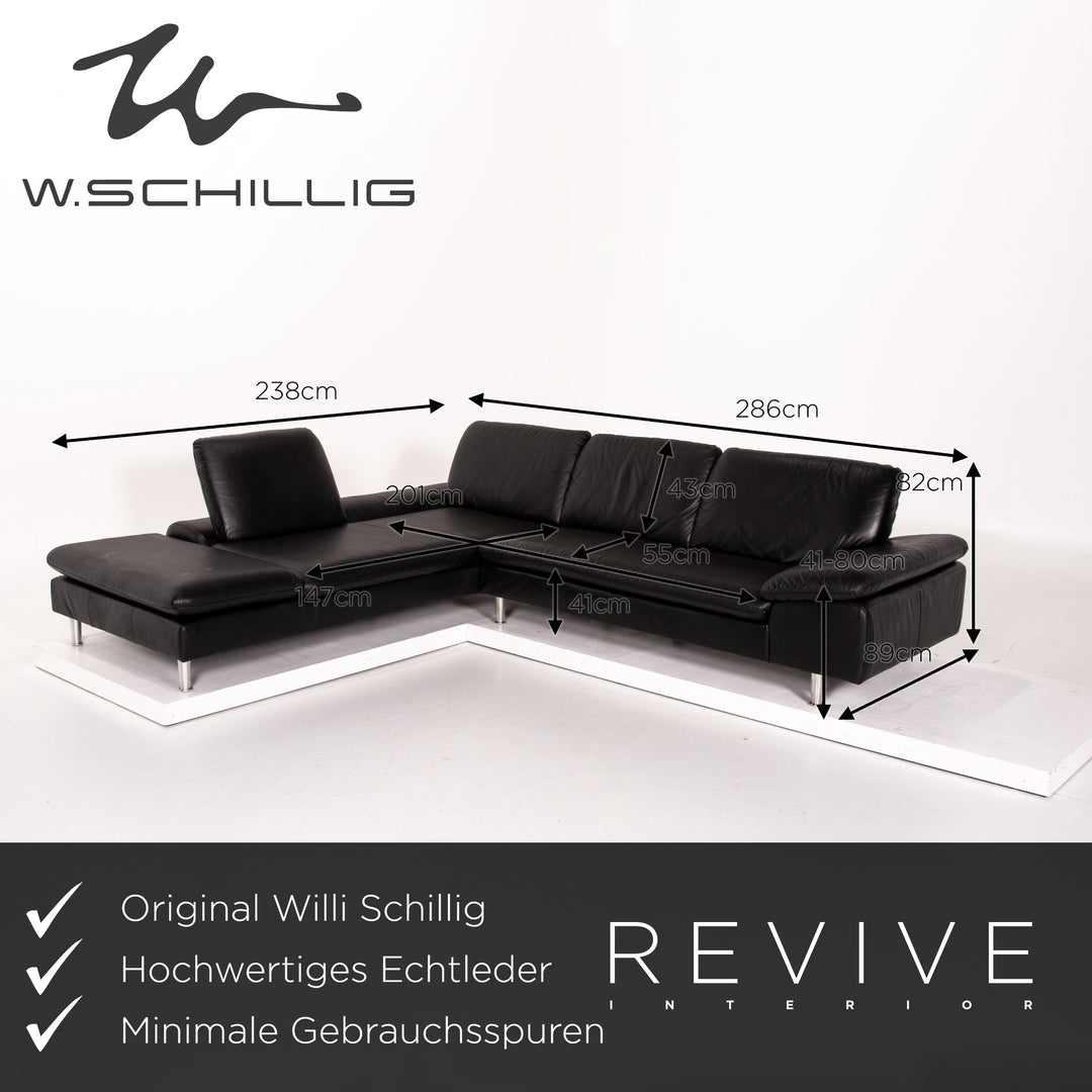 Willi Schillig Loop Leder Ecksofa Schwarz Sofa Funktion Couch #13583
