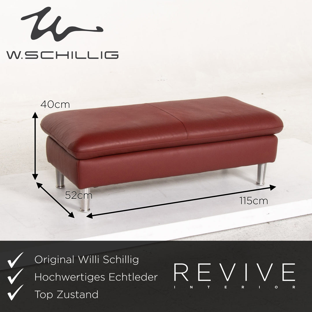 Willi Schillig Loop Leder Hocker Dunkelrot Rot Ottoman #13409