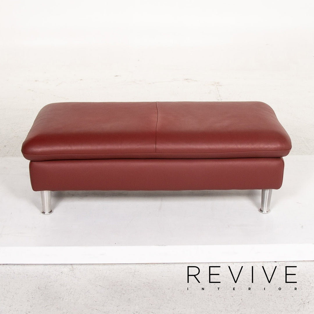 Willi Schillig Loop Leder Hocker Dunkelrot Rot Ottoman #13409