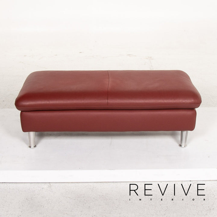 Willi Schillig Loop Leder Hocker Dunkelrot Rot Ottoman #13409