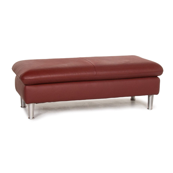 Willi Schillig Loop Leder Hocker Dunkelrot Rot Ottoman #13409