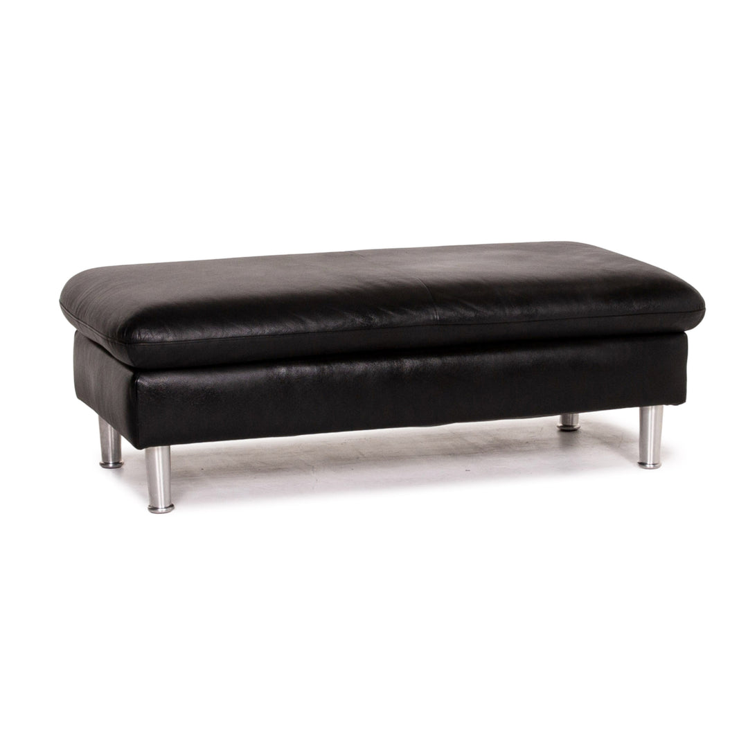 Willi Schillig Loop Tabouret en cuir Noir Ottoman #13584