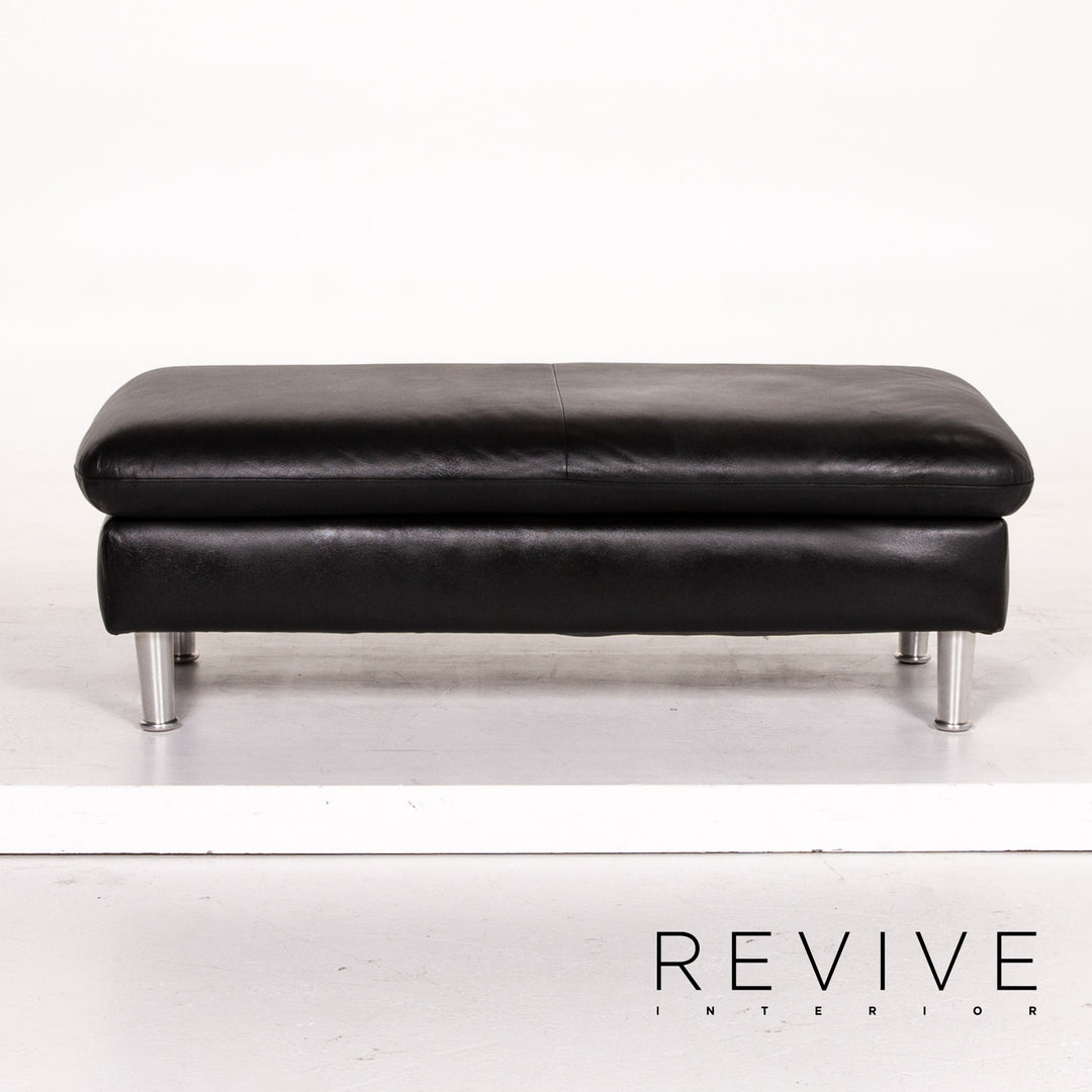Willi Schillig Loop Tabouret en cuir Noir Ottoman #13584