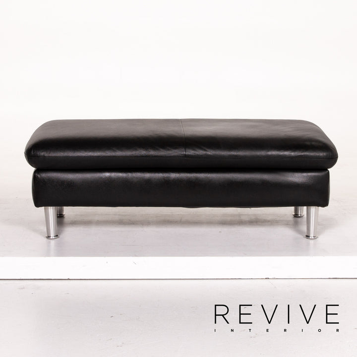 Willi Schillig Loop Tabouret en cuir Noir Ottoman #13584
