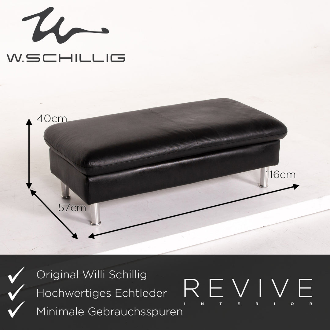 Willi Schillig Loop Tabouret en cuir Noir Ottoman #13584