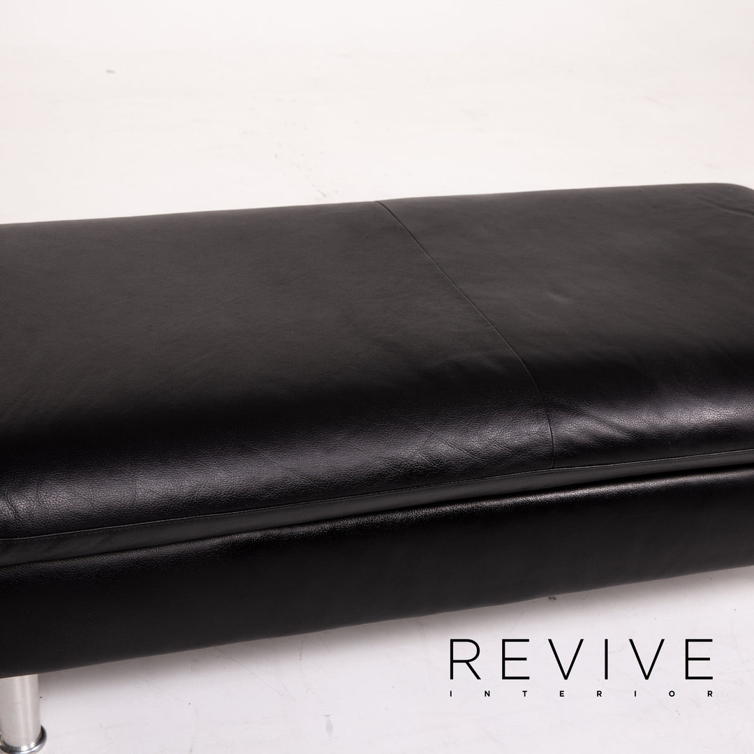 Willi Schillig Loop Tabouret en cuir Noir Ottoman #13584