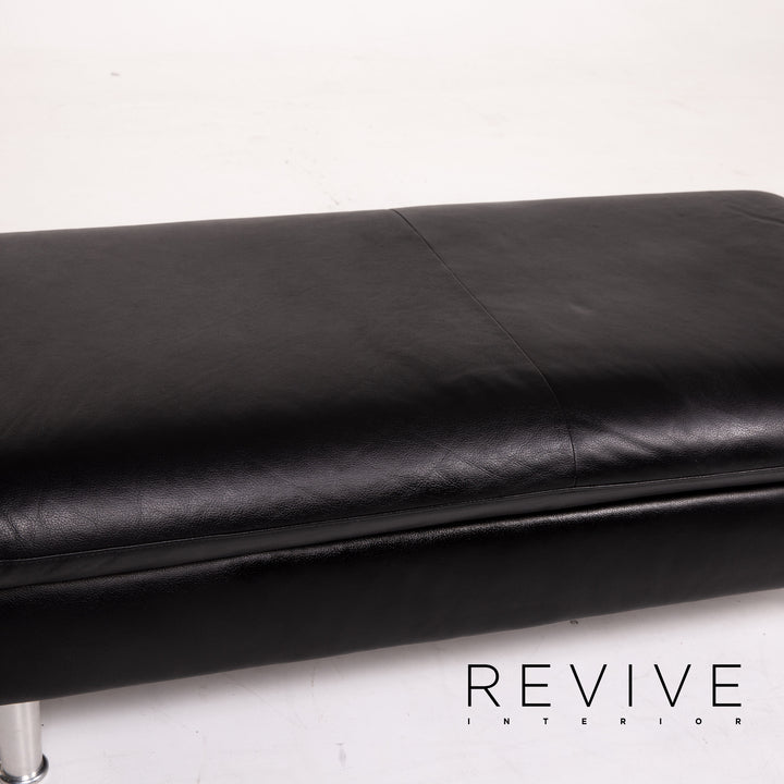 Willi Schillig Loop Tabouret en cuir Noir Ottoman #13584