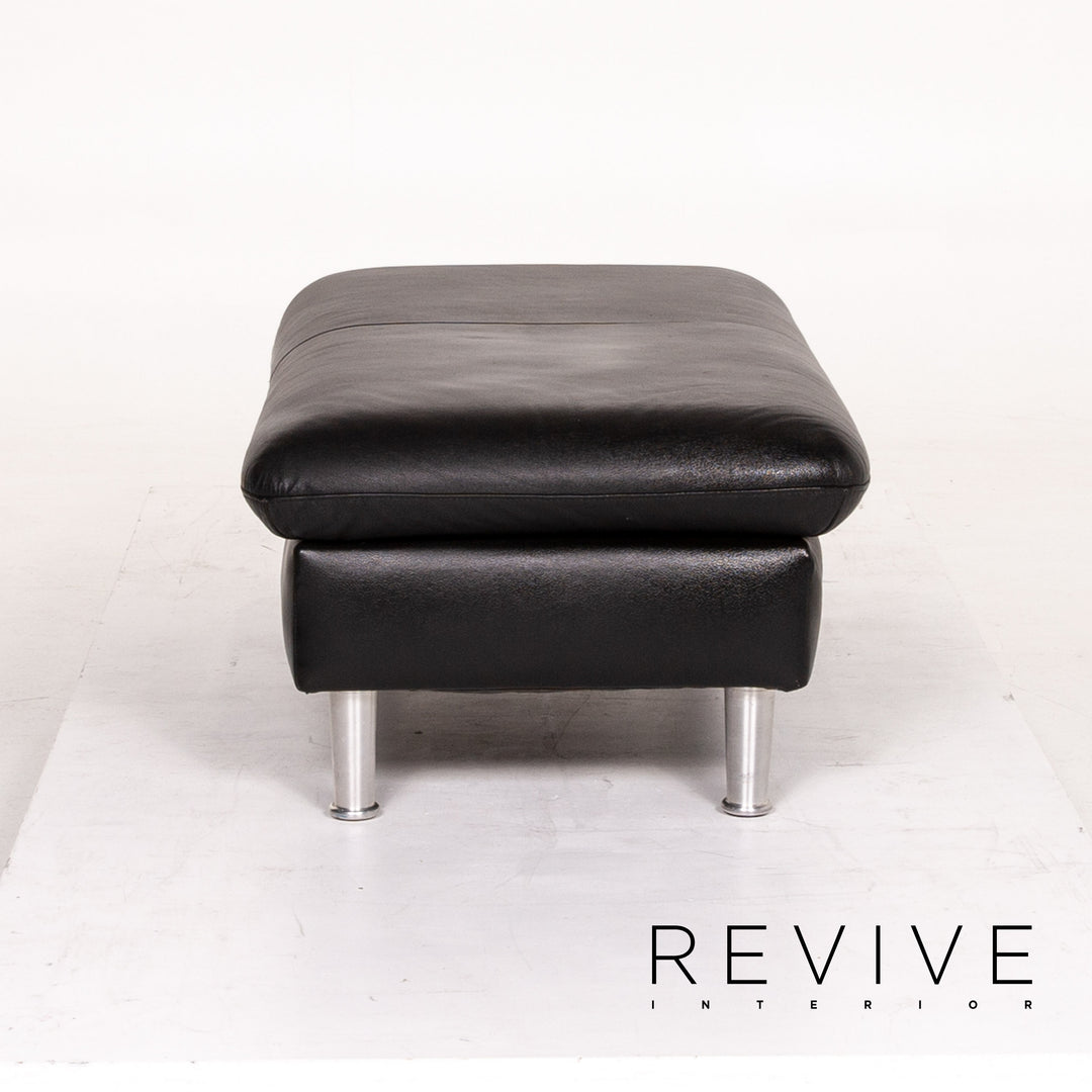 Willi Schillig Loop Tabouret en cuir Noir Ottoman #13584