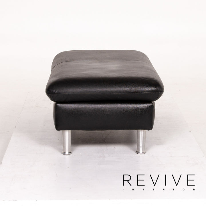Willi Schillig Loop Tabouret en cuir Noir Ottoman #13584