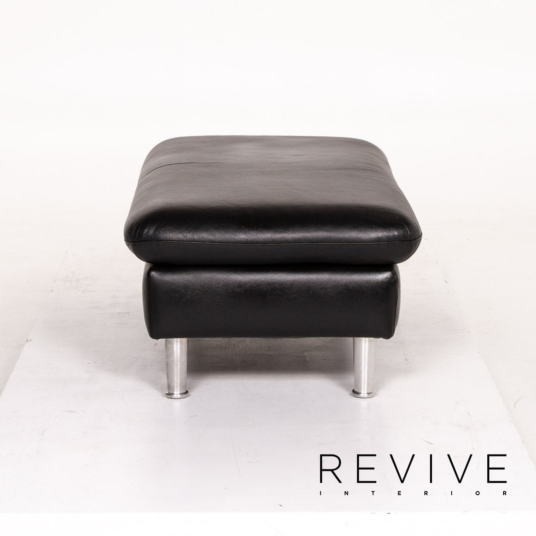 Willi Schillig Loop Tabouret en cuir Noir Ottoman #13584