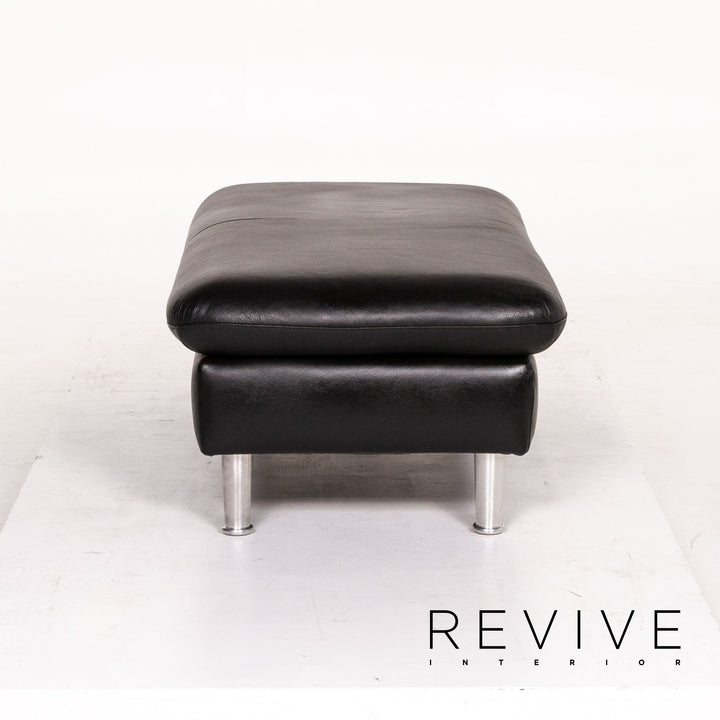 Willi Schillig Loop Tabouret en cuir Noir Ottoman #13584